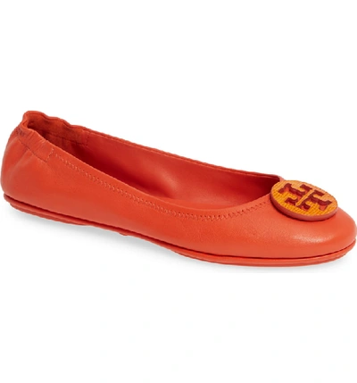 Shop Tory Burch 'minnie' Travel Ballet Flat In Pomander/ Dark Saffron