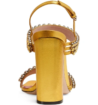 Shop Gucci Bertie Jewel Sandal In Gold Leather