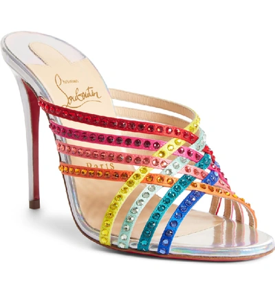 Shop Christian Louboutin Marthastrass Jewel Rainbow Sandal In Rainbow/ Silver