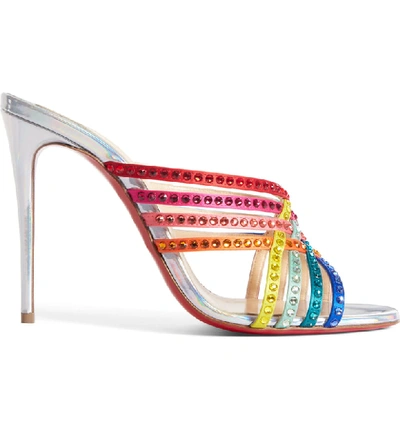 Shop Christian Louboutin Marthastrass Jewel Rainbow Sandal In Rainbow/ Silver