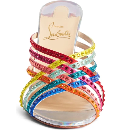 Shop Christian Louboutin Marthastrass Jewel Rainbow Sandal In Rainbow/ Silver