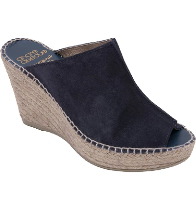 Shop Andre Assous Cici Espadrille Wedge In Navy Suede