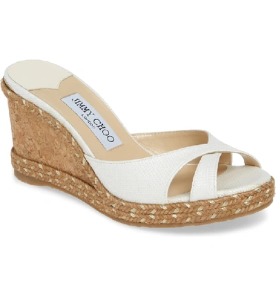 Shop Jimmy Choo Almer Espadrille Wedge Sandal In Latte