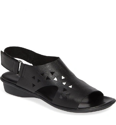Shop Sesto Meucci Evita Cutout Slingback Sandal In Black Leather