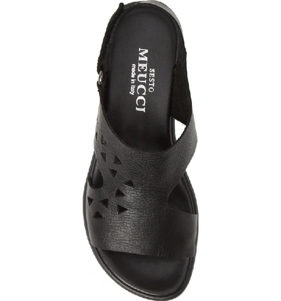 Shop Sesto Meucci Evita Cutout Slingback Sandal In Black Leather