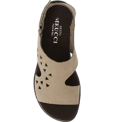 Shop Sesto Meucci Evita Cutout Slingback Sandal In Taupe Nubuck Leather