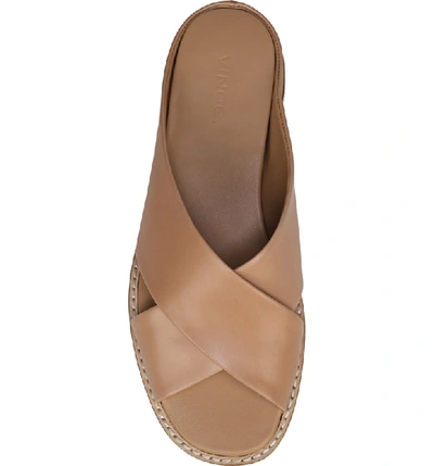 Shop Vince Fairley Cross Strap Sandal In Tan Leather