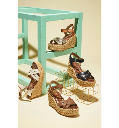 Shop Sam Edelman Darline Platform Wedge Sandal In Molten Gold/ Natural Leather