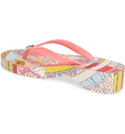 Tory Burch Printed Carved Wedge Flip-flop In Pink Paradise / Pink  Constellation | ModeSens