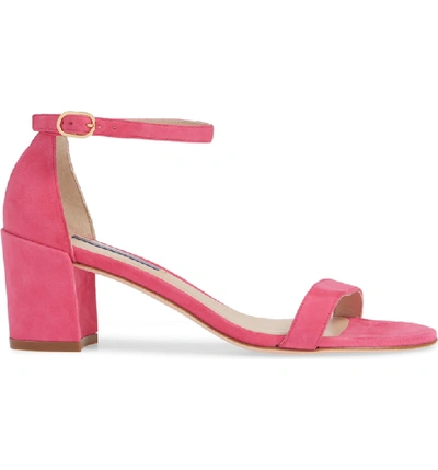 Shop Stuart Weitzman Simple Ankle Strap Sandal In Flamingo Suede