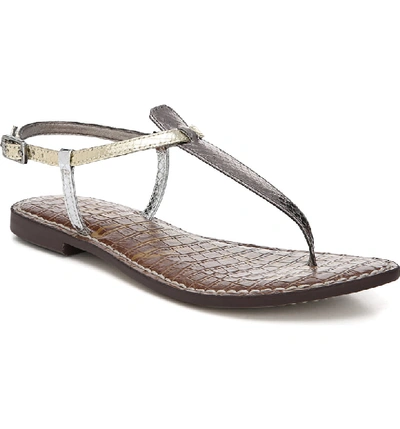 Shop Sam Edelman 'gigi' Sandal In Pewter/ Jute/ Silver