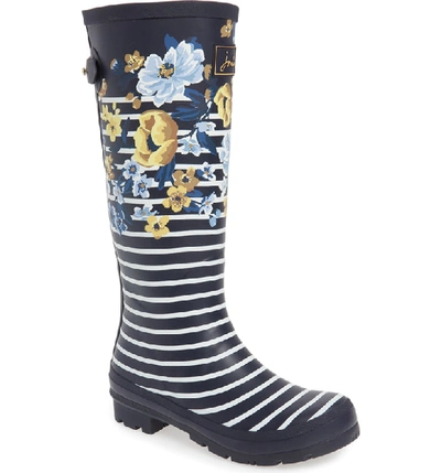 Shop Joules 'welly' Print Rain Boot In Navy Botanical