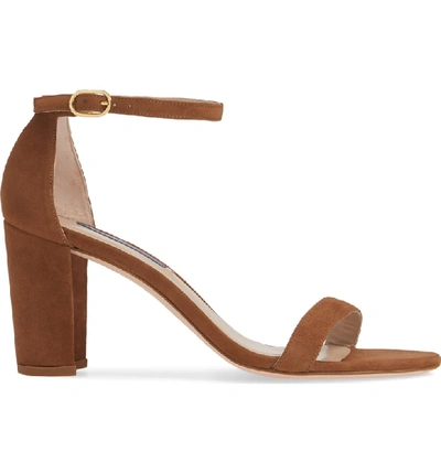 Shop Stuart Weitzman Nearlynude Ankle Strap Sandal In Basket Brown Suede