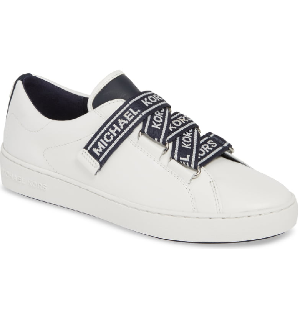 michael kors casey logo tape leather sneaker