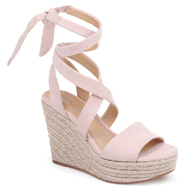 Splendid Women's Tessie AnkleTie Wedge Sandals In Blush Suede ModeSens