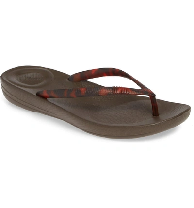 Shop Fitflop Iqushion Flip Flop In Chocolate Brown Turtle