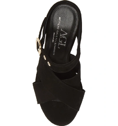 Shop Agl Attilio Giusti Leombruni Two Band Sandal In Black Suede