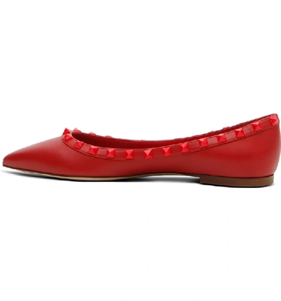 Shop Valentino Rockstud Ballerina Flat In Red/ Red