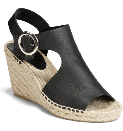 Shop Via Spiga Nolan Espadrille Wedge Sandal In Black/ Black Leather