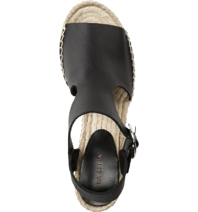 Shop Via Spiga Nolan Espadrille Wedge Sandal In Black/ Black Leather