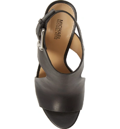 Shop Michael Michael Kors Josephine Wedge Sandal In Black Vachetta Leather