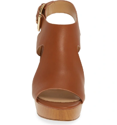 Shop Michael Michael Kors Josephine Wedge Sandal In Luggage Vachetta Leather