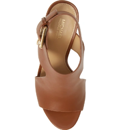 Shop Michael Michael Kors Josephine Wedge Sandal In Luggage Vachetta Leather