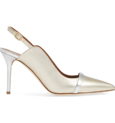 Shop Malone Souliers By Roy Luwolt Marion Pump In Gold Leather/ Silver
