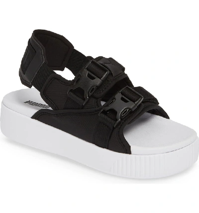 Shop Puma Platform Slide Ylm 19 Sandal In Black/ White