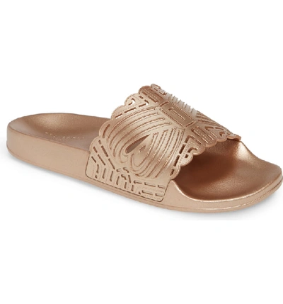 Shop Ted Baker Missley Perforated Sport Slide In Rose Gold