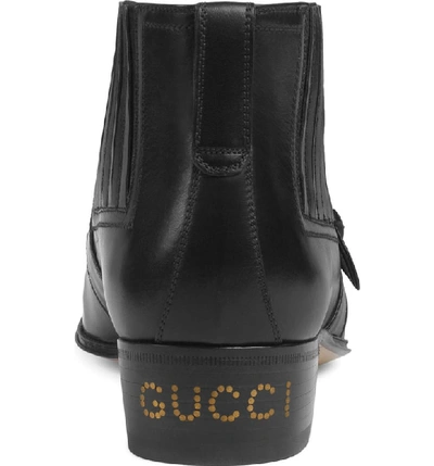 Shop Gucci Worsh Buckle Bootie In Black