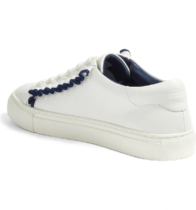 Shop Tory Sport Ruffle Sneaker In Snow White/ Navy Sea