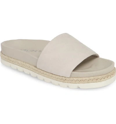 Shop Jslides Espadrille Slide Sandal In White Nubuck Leather