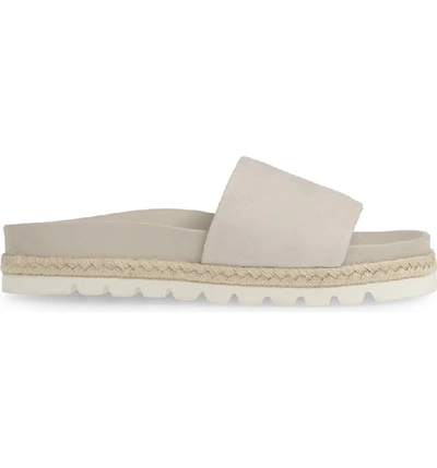 Shop Jslides Espadrille Slide Sandal In White Nubuck Leather