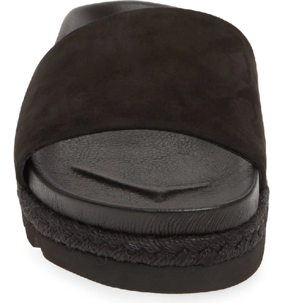 Shop Jslides Espadrille Slide Sandal In Black Nubuck Leather
