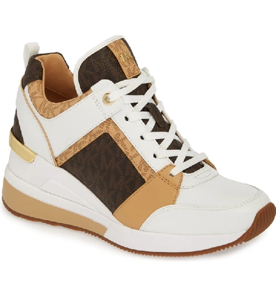 Shop Michael Michael Kors Georgie Wedge Sneaker In Butternut Leather