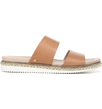 Shop Sam Edelman Asha Slide Sandal In Natural Buff Leather