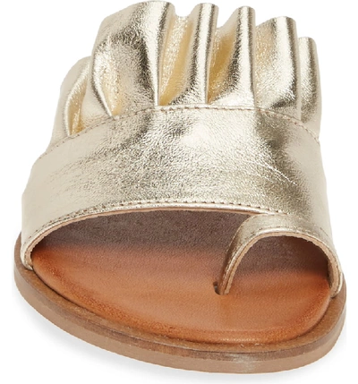 Shop Sheridan Mia Bee Metallic Ruffle Slide Sandal In Gold Leather
