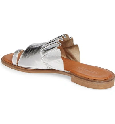 Shop Sheridan Mia Bee Metallic Ruffle Slide Sandal In Silver Leather