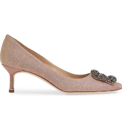 Shop Manolo Blahnik Hangisi Crystal Embellished Pointed Toe Pump In Champagne Notturno