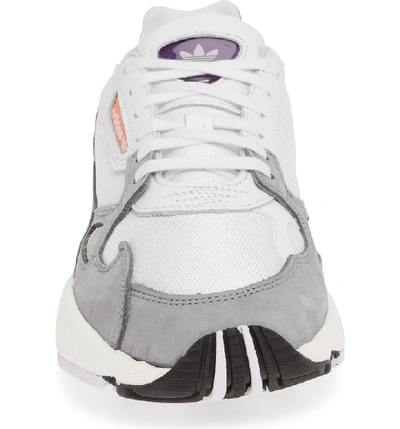 Shop Adidas Originals Falcon Sneaker In White/ White/ Grey Three