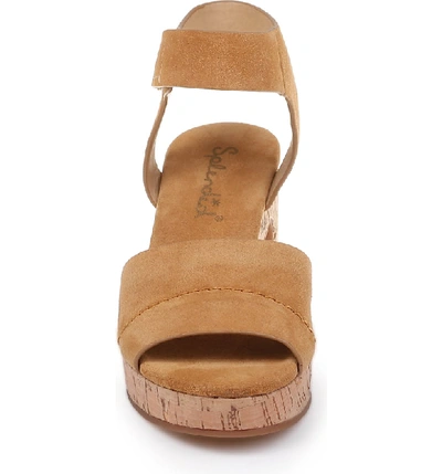 Shop Splendid Thatcher Platform Ankle Strap Sandal In Ochre Yellow Suede