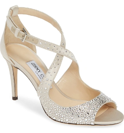 Shop Jimmy Choo Emily Crystal Embellished Sandal In Ballet Pink