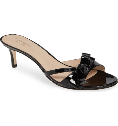 Shop Kate Spade Simona Bow Slide Sandal In Black Patent