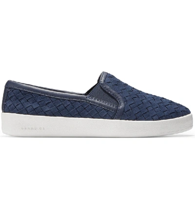 Shop Cole Haan Grandpro Woven Slip-on Sneaker In Marine Blue Suede