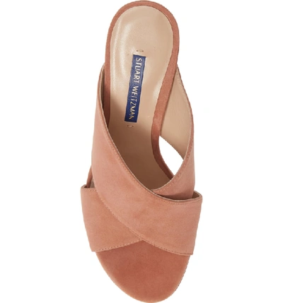 Shop Stuart Weitzman Galene Sandal In Desert Rose Suede