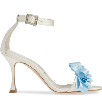 Shop Manolo Blahnik Vinkaos Ruffle Sandal In Ivory Satin