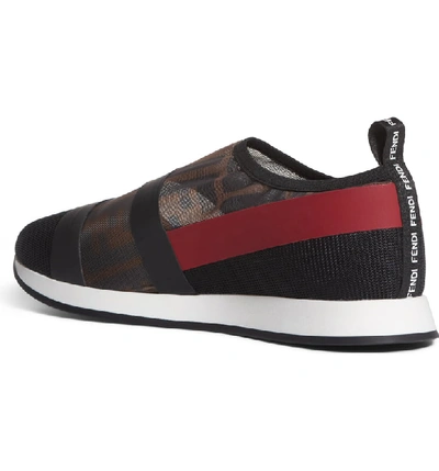 Shop Fendi Logo Slip-on Sneaker In Black/ Red
