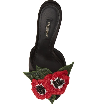 Shop Dolce & Gabbana Floral Applique Sandal In Black