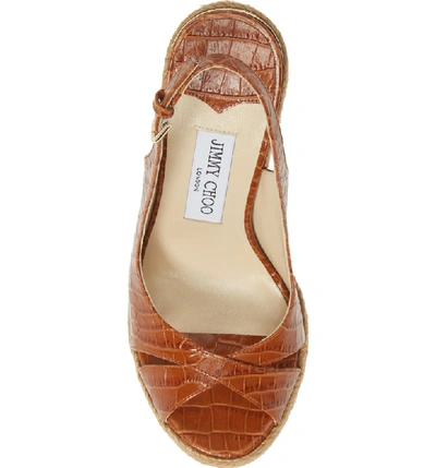 Shop Jimmy Choo Amely Slingback Wedge Sandal In Brown Crocodile